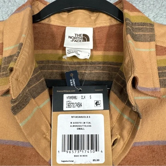 The North Face Shirt Men S Flannel Plaid Orange Multi  Organic Fiber Outdoor NWT - Picture 8 of 15